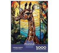 Jigsaw Puzzles for Adults 1000 Pieces Stained Glass Giraffe Portrait Adult Jigsaw Puzzle Toy Wall Decor Difficult Hard Gifts for Friends And Family 52x38cm/1000pcs
