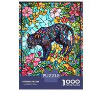 Jigsaw Puzzles for Adults 1000 Pieces Stained Glass Panther Jigsaws for Adults Hands-on Game Presents for Women Educational Challenge 70x50cm/1000pcs