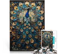 Jigsaw Puzzles for Adults 1000 Pieces Stained Glass Peacock Quiz game is ideal as a gift for the whole family 50x70cm