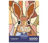 Jigsaw Puzzles for Adults 1000 Pieces Stained Glass Rabbit Portrait Puzzles for Adults Family Game For Family Fun Birthday Present, Gifts, 52x38cm/1000pcs