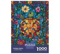 Jigsaw Puzzles for Adults 1000 Pieces Stained Glass Turtle Jigsaws for Adults Hands-on Game Presents for Women Educational Challenge 38x26cm/1000pcs