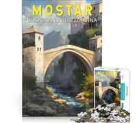 Jigsaw Puzzles for Adults 1000 Pieces Stari Most Renaissance-style, Educational Games, Precision Cutting, Artists' Collection, Fine Arts 38x26cm