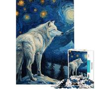 Jigsaw Puzzles for Adults 1000 Pieces Starlit White Wolf Jigsaw Relaxing Games But Fun And Humorous Birthday Present, Gifts, (Size 50x75cm)