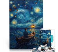 Jigsaw Puzzles for Adults 1000 Pieces Starry Night Boatman Schwierig und herausfordernd Perfekte Dekoration38x26cm