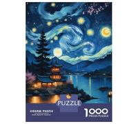 Jigsaw Puzzles for Adults 1000 Pieces Starry Night Japanese Puzzle for Adults Brain Teaser Game Birthday Present Educational Challenge 70x50cm/1000pcs