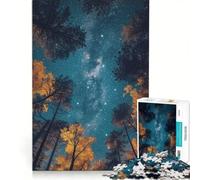 Jigsaw Puzzles for Adults 1000 Pieces Starry Night Sky Over Forest Silhouettes, Educational Games, Precision Cutting, Artists' Collection, Fine Arts 50x75cm
