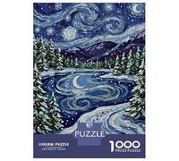 Jigsaw Puzzles for Adults 1000 Pieces Starry Winter Night Painting Puzzles for Adults Relaxing Games Birthday Present Challenging To Complete 70x50cm/1000pcs
