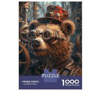 Jigsaw Puzzles for Adults 1000 Pieces Steampunk Bear Animal Puzzles for Adults Relaxing Games Birthday Present Challenging To Complete 38x26cm/1000pcs