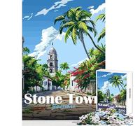 Jigsaw Puzzles for Adults 1000 Pieces Stone Town Zanzibar Educational Game Tough Challenge Toy Wall Decor Improving Love between Couples (52X38cm)