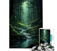Jigsaw Puzzles for Adults 1000 Pieces Stream Through The Woods for Educational Game Learning Educational Toys Secret Santa Gifts Home Decoration (Size 75x50cm)