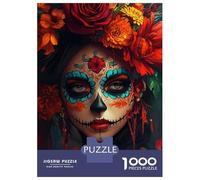 Jigsaw Puzzles for Adults 1000 Pieces Sugar Skull Woman Puzzles for Adults Family Games Difficult Hard Challenging To Complete 52x38cm/1000pcs