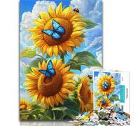 Jigsaw Puzzles for Adults 1000 Pieces Sunflower Butterfly,Educational Games Home Decoration Is Ideal As A Gift for The Whole Family (75x50cm)
