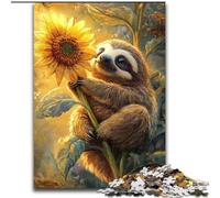 Jigsaw Puzzles for Adults 1000 Pieces Sunflower Sloth Stress Reliever Difficult Challenge Suitable for Desktop Decoration 26x38cm