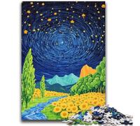 Jigsaw Puzzles for Adults 1000 Pieces Sunflowers Under The Night Sky Educational Games DIY Toys for Is Ideal As A Gift for The Whole Family 38x26cm
