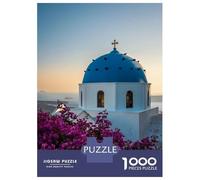 Jigsaw Puzzles for Adults 1000 Pieces Sunset at The Blue Church Puzzles for Adults Relaxing Games Birthday Present Challenging To Complete 38x26cm/1000pcs