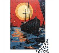 Jigsaw Puzzles for Adults 1000 Pieces Sunset Serenity Sailing Boat Painting Puzzles for Adults Relaxing Games Presents for Women Challenging Game Gifts 38x26cm/1000pcs