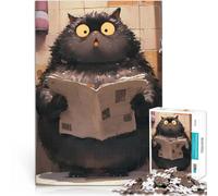 Jigsaw Puzzles for Adults 1000 Pieces Surprised Cat Reading Newspaper Spielspielzeug einzigartiges Herausforderungsspiel38x26cm