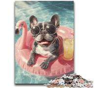 Jigsaw Puzzles for Adults 1000 Pieces Swimming Pug Toys Educational Games Stress Relieving Suitable for Desktop Decoration 50x75cm