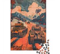 Jigsaw Puzzles for Adults 1000 Pieces Tanks in Battle Scene Jigsaw Puzzle Relaxing Games Precision Cutting Unique Birthday And Xmas Gifts 52x38cm/1000pcs