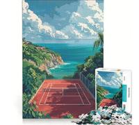 Jigsaw Puzzles for Adults 1000 Pieces Tennis Cliffside Court Hands-on Game Difficult And Challenge Artists' Collection Fine Arts 38x52cm