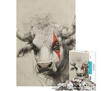 Jigsaw Puzzles for Adults 1000 Pieces The Bull Help The Brain Exercise Tough Challenge Educational Game for Age 14+ Game (50x75cm)