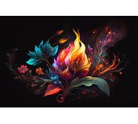 Jigsaw Puzzles For Adults 1000 Pieces The Flame Flower Blooms In The Dark 70x50cm