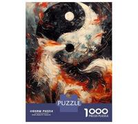 Jigsaw Puzzles for Adults 1000 Pieces The Fox Yin And Yang Puzzle for Adults Brain Teaser Game Birthday Present Educational Challenge 52x38cm/1000pcs