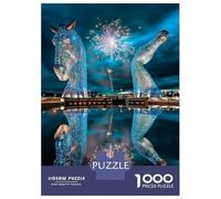 Jigsaw Puzzles for Adults 1000 Pieces The Kelpies Fireworks Puzzle for Adults Brain Teaser Game Birthday Present Educational Challenge 70x50cm/1000pcs