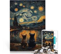 Jigsaw Puzzles for Adults 1000 Pieces The Starry Night Dogs Difficult and Challenge Fun at Home Activities, Birthday Present,Travel Gifts, 50x70cm