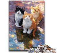 Jigsaw Puzzles for Adults 1000 Pieces Three Cute Cats 1000 Pieces for Adults,Quiz Game for Is Ideal As A Gift for The Whole Family (50x75cm)