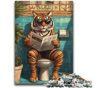 Jigsaw Puzzles for Adults 1000 Pieces Tiger Sitting on The Toilet Puzzles,Challenging Game Toys Wall Decoration Unique Birthday And Xmas Gifts (38x26cm)