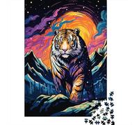 Jigsaw Puzzles for Adults 1000 Pieces Tiger Sunset Mountain Art Print Puzzles for Adults Relaxing Games Presents for Women Challenging Game Gifts 38x26cm/1000pcs