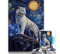 Jigsaw Puzzles for Adults 1000 Pieces Tiger Under The Night Sky Puzzles,Challenging Game Toys Wall Decoration Unique Birthday And Xmas Gifts 38x26cm