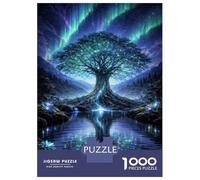 Jigsaw Puzzles for Adults 1000 Pieces Tree of Life by A Lake Aurora Borealis Puzzle for Adults Brain Teaser Game Birthday Present Educational Challenge 70x50cm/1000pcs