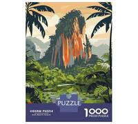 Jigsaw Puzzles for Adults 1000 Pieces Tropical Jungle Landscape with Mountain Jigsaw for Adults Family Game Staycation Kill Time Great Gift for Gaming 52x38cm/1000pcs