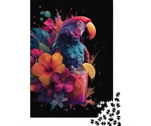 Jigsaw Puzzles for Adults 1000 Pieces Tropical Parrot Cocktail Art Print Adult Jigsaw Puzzle Relax Games Difficult Hard Great Gift for Gaming 70x50cm/1000pcs