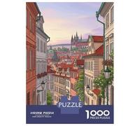 Jigsaw Puzzles for Adults 1000 Pieces Twilight Prague Street & Spires Jigsaw Puzzle Relaxing Games Precision Cutting Unique Birthday And Xmas Gifts 38x26cm/1000pcs