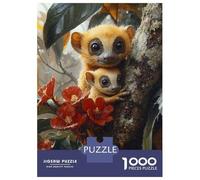 Jigsaw Puzzles for Adults 1000 Pieces Two Cute Golden Bamboo Lemurs Portrait Jigsaw Puzzle Relaxing Games Difficult Hard Challenging To Complete 52x38cm/1000pcs