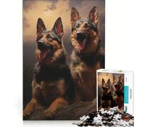 Jigsaw Puzzles for Adults 1000 Pieces Two German Shepherds at Dusk Brain Teaser Game For Family Fun Improving Love between Couples 38x26cm