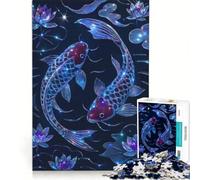 Jigsaw Puzzles for Adults 1000 Pieces Two Koi Fish with Lotus Flowers Educational Toy Difficult Hard Wishlist with Santa Claus 38x52cm