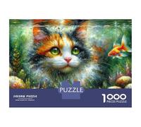 Jigsaw Puzzles for Adults 1000 Pieces Underwater Cat Art Print Puzzle for Adults Brain Teaser Game Birthday Present Educational Challenge 70x50cm/1000pcs
