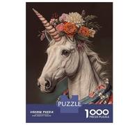 Jigsaw Puzzles for Adults 1000 Pieces Unicorn with Flowers Adult Jigsaw Puzzle Toy Wall Decor Difficult Hard Gifts for Friends And Family 52x38cm/1000pcs