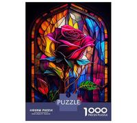 Jigsaw Puzzles for Adults 1000 Pieces Valentines Stained Glass Adult Jigsaw Hands-on Game Pattern Assembly Challenging To Complete 38x26cm/1000pcs