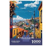 Jigsaw Puzzles for Adults 1000 Pieces Valparaiso Cityscape Puzzles for Adults Relaxing Games Presents for Women Challenging Game Gifts 70x50cm/1000pcs