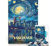 Jigsaw Puzzles for Adults 1000 Pieces Vancouver Canada Night Skyline Art Educational Toy Difficult Hard Wishlist with Santa Claus 38x26cm