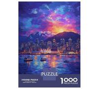 Jigsaw Puzzles for Adults 1000 Pieces Vancouver Cityscape at Sunset Jigsaw for Adults DIY Toys Analysis And Logic Fun at Home Activities, 52x38cm/1000pcs