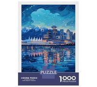 Jigsaw Puzzles for Adults 1000 Pieces Vancouver Skyline at Night Teenager Puzzles Brain Teaser Game Enhance Memory Fun Activities at Home 38x26cm/1000pcs