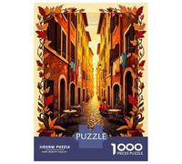 Jigsaw Puzzles for Adults 1000 Pieces Via Romana Rome Italy Autumn Jigsaw for Adults Family Game Staycation Kill Time Great Gift for Gaming 38x26cm/1000pcs