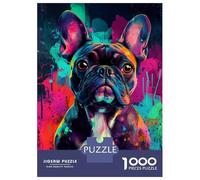 Jigsaw Puzzles for Adults 1000 Pieces Vibrant Bulldog Art Puzzles for Adults Relaxing Games Birthday Present Challenging To Complete 38x26cm/1000pcs