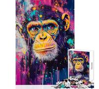 Jigsaw Puzzles for Adults 1000 Pieces Vibrant Monkey Artwork Jigsaw for Adults AntiStress Toys A Work of Art Gifts for Friends And Family (Size 38x52cm)